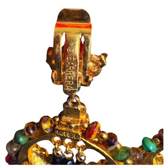 vintage:: Rare Jose & Maria Barrera Multicolor Beaded Chandelier Earrings - Picture 5 of 5